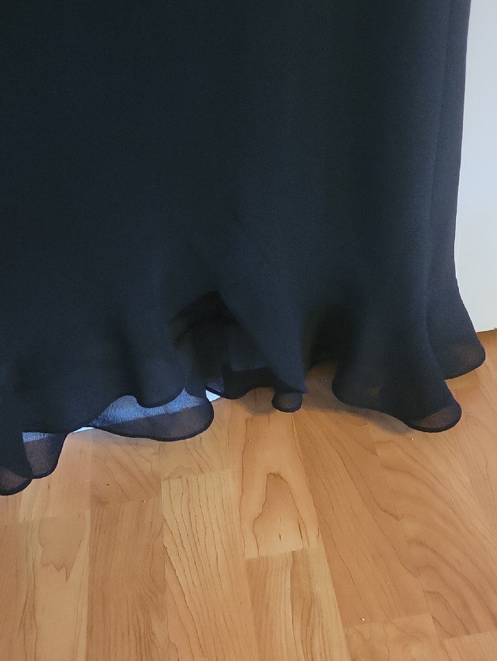 MSK Black Maxi Skirt with Ruffle Flounce Hem Sz L - Picture 2 of 4